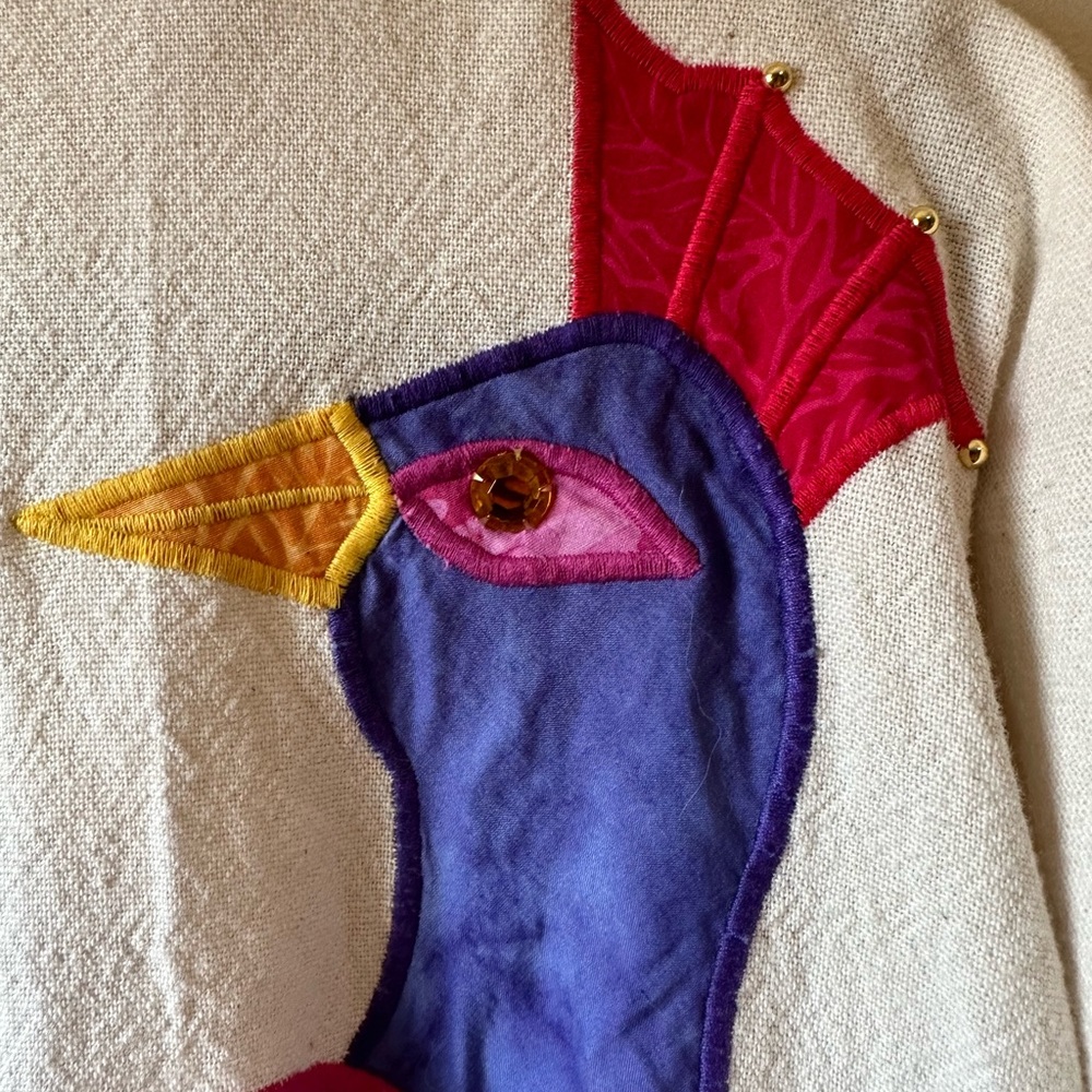 Cream Blazer with Vibrant Peacock Design - Picture 7 of 10